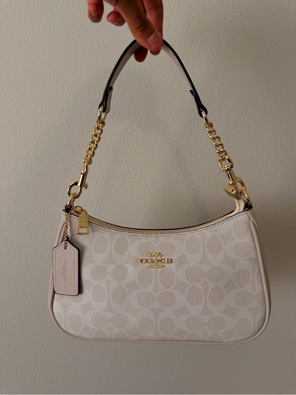 Coach Cream Signature Small Shoulder/crossbody Bag with Gold Hardware